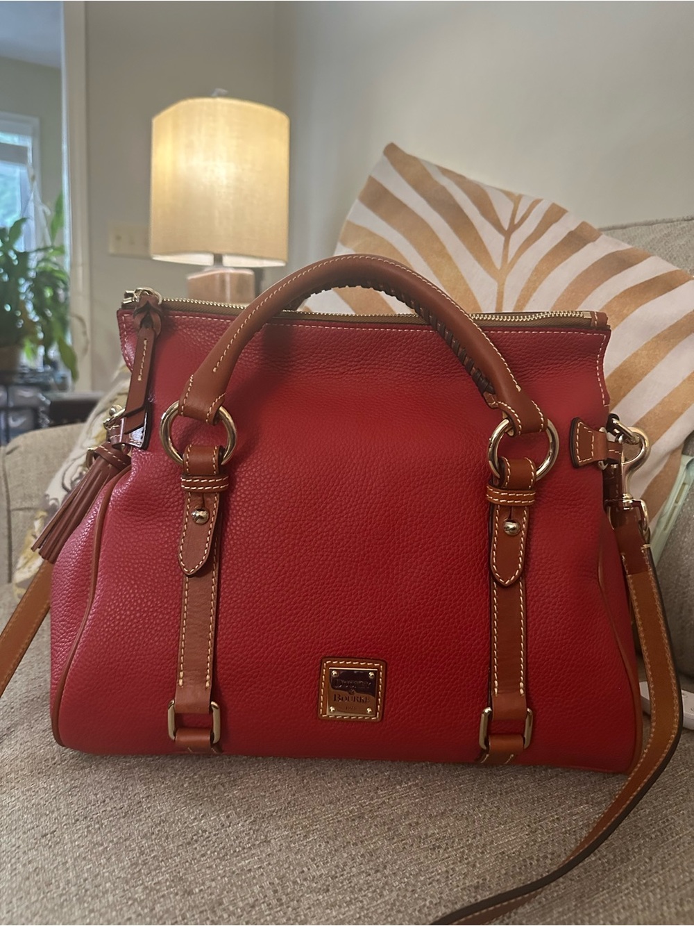 Dooney & Bourke LARGE Red Pebbled Leather Satchel - Shoulder Bag NWT $598 MSRP - Picture 7 of 15